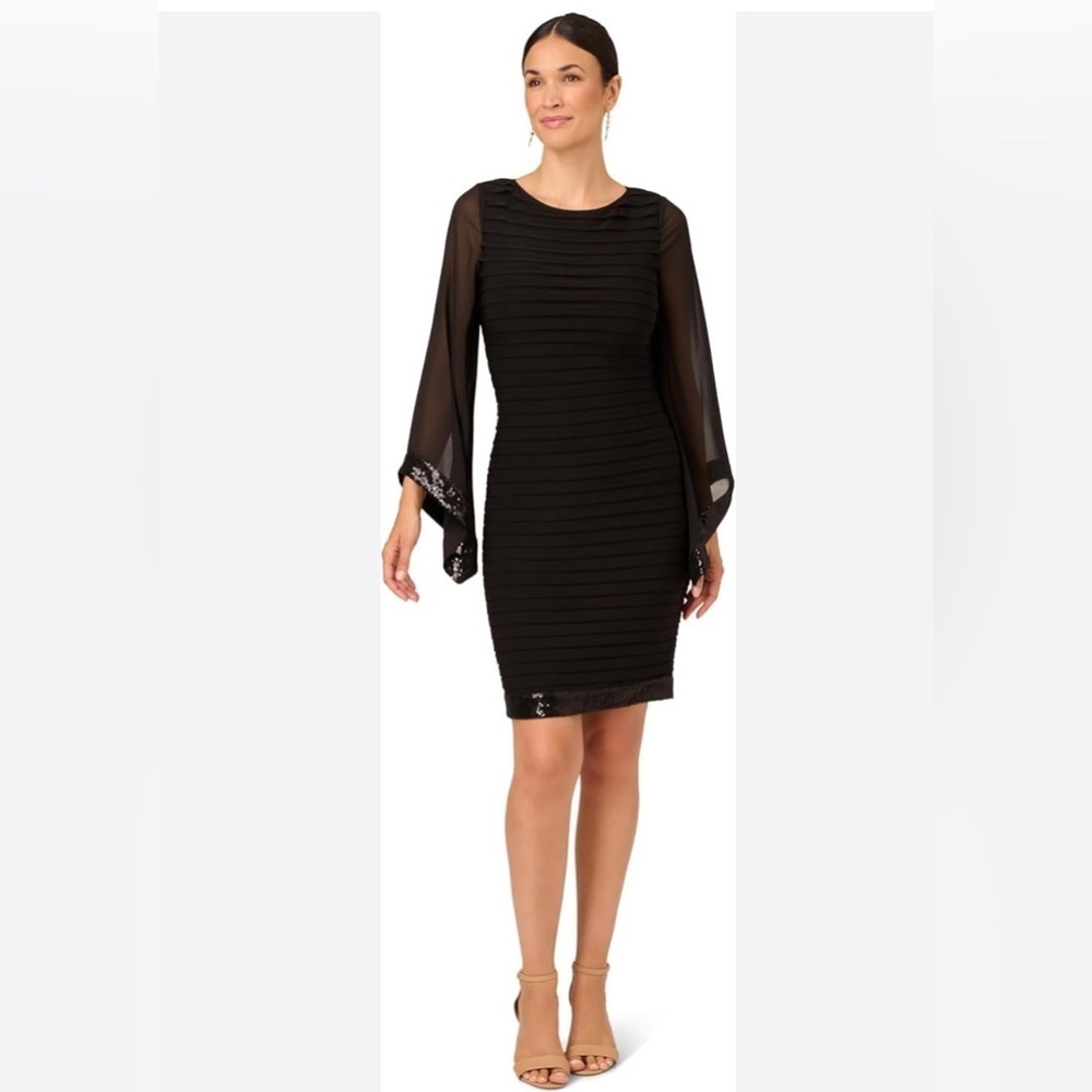 Adrianna Papell - Bell Sleeve Striped Dress - Picture 2 of 13